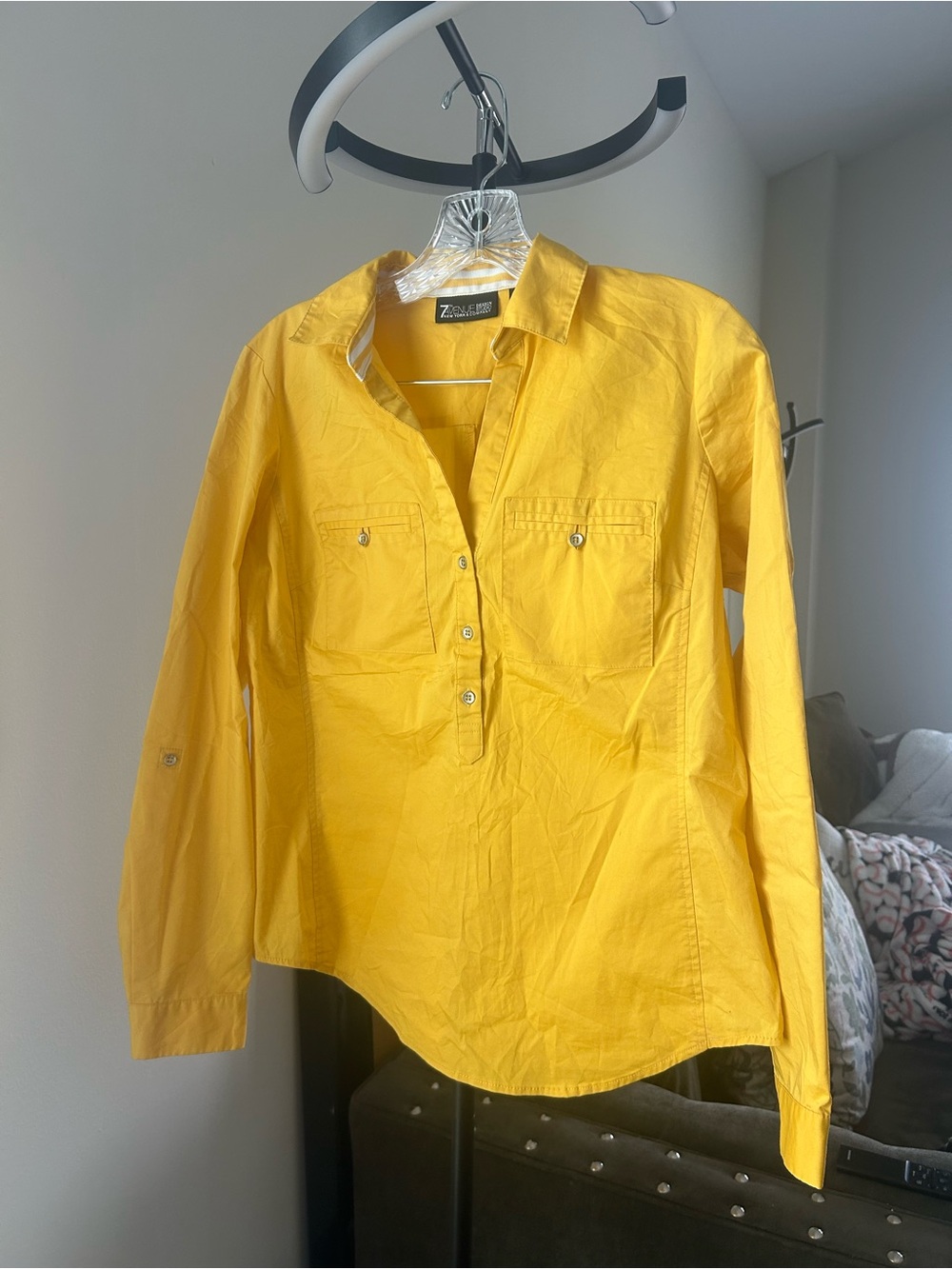 Yellow Women’s Button-Front Blouse